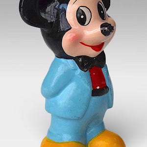 Rare VTG 1950s &quot;Mickey Mouse&quot; Money Bank - Coin Bank Collectible - Hand Painted Ceramic Walt Disney Figurine - (6.25 inch / 16 cm)