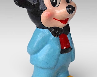 Rare VTG 1950s "Mickey Mouse" Money Bank - Coin Bank Collectible - Hand Painted Ceramic Walt Disney Figurine - (6.25 inch / 16 cm)