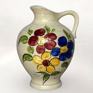 VTG 1960s 70s West German "Bay Keramik" Large "Floral" Jug - Made in West Germany - (12 inch / 30.5 cm)