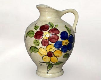 VTG 1960s 70s West German "Bay Keramik" Large "Floral" Jug - Made in West Germany - (12 inch / 30.5 cm)