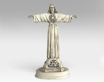 VTG Sacred Heart "Christ the Redeemer" Religious Resin Statue - Cristo Redentor - Rio de Janeiro, Brazil Souvenir - (8.75 inch / 22 cm)