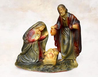 VTG X-mas "Holy Family" Ceramic Figurine - 20th C. Christmas Nativity Scene - (8.25 inch / 21 cm)