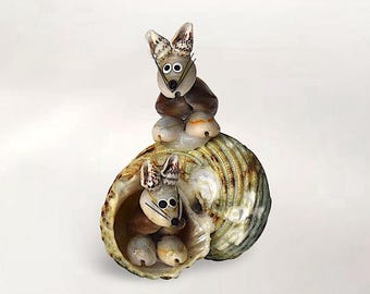 VTG French Handmade "Seashell Art Creation" Beach Souvenir - Folk Art - Beach House - Boho Decor - (3 inch / 7.5 cm)