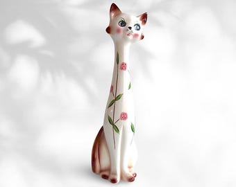 1960年代イタリア製セラミック猫型花瓶、特大サイズ45cm