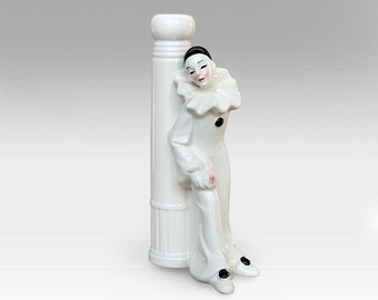 VTG 1980s Modern Ceramic &quot;Pierrot&quot; Candle Holder - (9.25 inch / 23.5 cm)