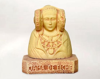 VTG Spanish "Lady of Elche" Faux Marble Paperweight - "Lady of Elx" - "Dama de Elche" - Resin Souvenir from Spain -  (4.25 inch / 11 cm)
