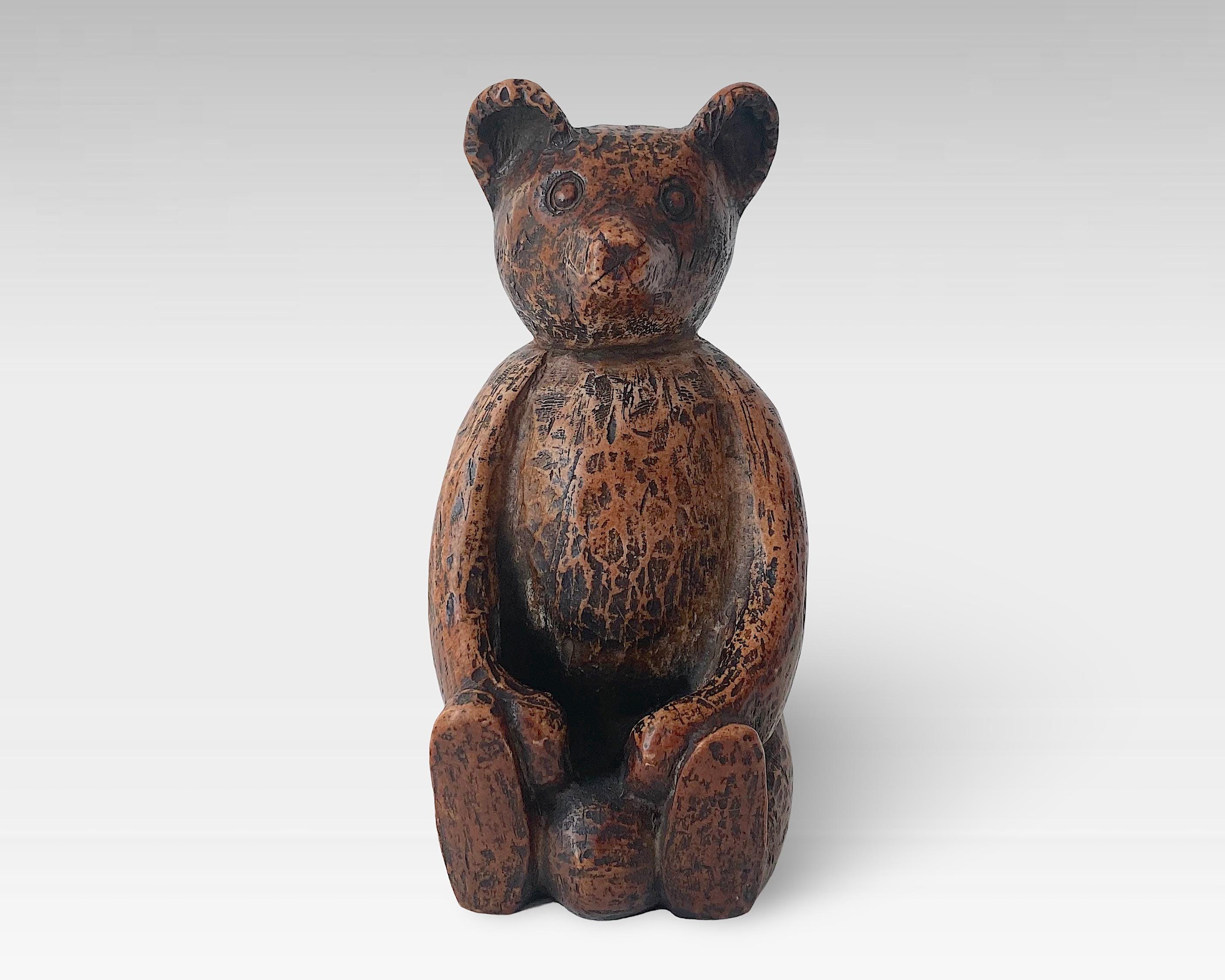VTG 1980s Tex-Artes "The Original Stickland Bear" Composition Seated Brown Bear Animal Figurine - (6.75 inch / 17 cm)