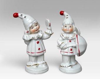 VTG &quot;Clown Kids&quot; Duo - Hand Painted Porcelain &quot;Pierrot&quot; Figurines - (5 inch / 12.5 cm)