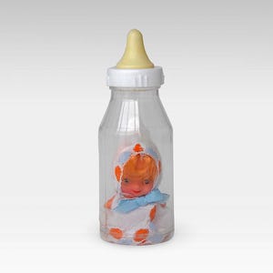 VTG NOS 1960s 70s Kitsch Kawaii &quot;Liddle Kiddles&quot; Clone Doll Mini Baby Bottle Toy - Tiny Doll - Made in Hong Kong - (5.25 inch / 13.5 cm)