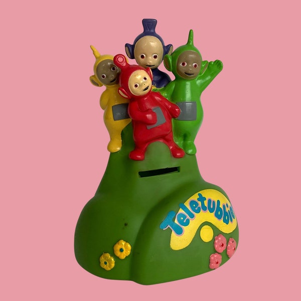 VTG 1996 "Teletubbies" Rubber PVC Coin Bank / Money Bank - by Ragdoll - Pop Culture Characters - Made in China - Marked - (7 inch / 17.5 cm)
