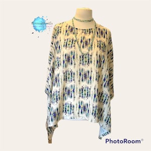 Gorgeous loose fit abstract print blouse, unique onesize handmade tunic, plus size top for women, boho beach coverup, gift