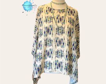 Handmade Rayon Tunic Top, Abstract Tie-Dye Print, Boho Coverup