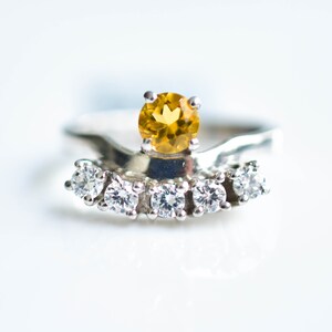 Natural Citrine ring, Fine Jewelry, 925 Sterling Silver, Cubic Zirconia Diamond ring, Ring for Gift, Engagement Ring, Gift for her