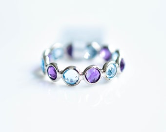 Natural Amethyst & Sky Blue Topaz Silver Ring, Valentine's Day Jewelry, Ring For Women, 925 Sterling Solid Silver Silver Ring, Handmade Ring