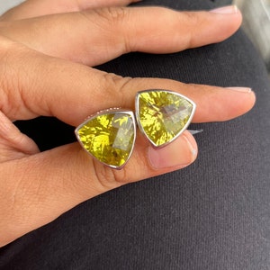 Natural Lemon Quartz 925 Silver Cufflinks, Wedding Logo Cufflinks, Personalized Cufflinks, Cufflinks, Groom Wedding Gift, Engraved Cufflinks