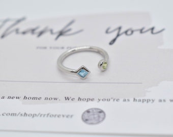 Natural Peridot and Sky Blue Topaz Ring, 925 Sterling Silver Ring For Women, Handmade Silver Designer Band Ring For Wedding Anniversary Gift