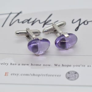 Natural Amethyst 925 Silver Cufflinks, Wedding Logo Cufflinks, Personalized Cufflinks, Cufflinks, Groom Wedding Gift, Engraved Cufflinks