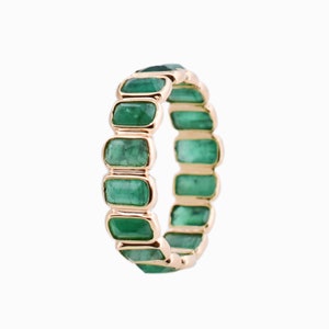 14k Gold Emerald Ring: Genuine Gemstone Minimalist Band