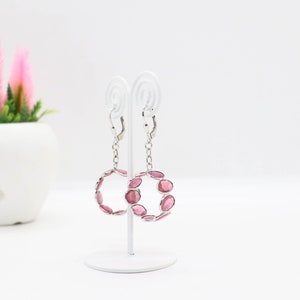 Pink Tourmaline Earrings, Sterling Silver Jewelry, 925 Sterling Silver, Tourmaline Earrings, Gift for her, Birthday Gift image 2