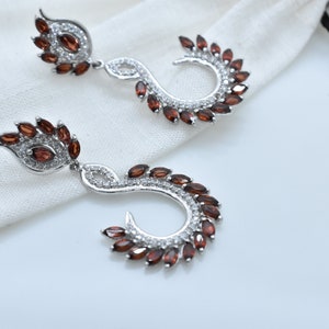 Natural Garnet Earrings for Daily wear, Gemstone Sterling Silver Jewelry, Christmas Jewelry, Gifting, Wedding Earrings, Anniversary Gift