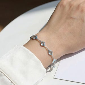 Bracelet topaze bleu ciel : bijoux en argent sterling 925 avec pierres précieuses