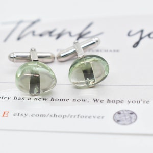 Abotoaduras de prata 925 com ametista verde: logotipo de casamento personalizado