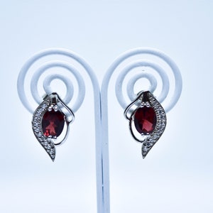 Natural Garnet Gemstone Earring, 925 Sterling Silver, Designer Earring, Silver Earring, Earrings,  Earring For Anniversary, Wedding Earring