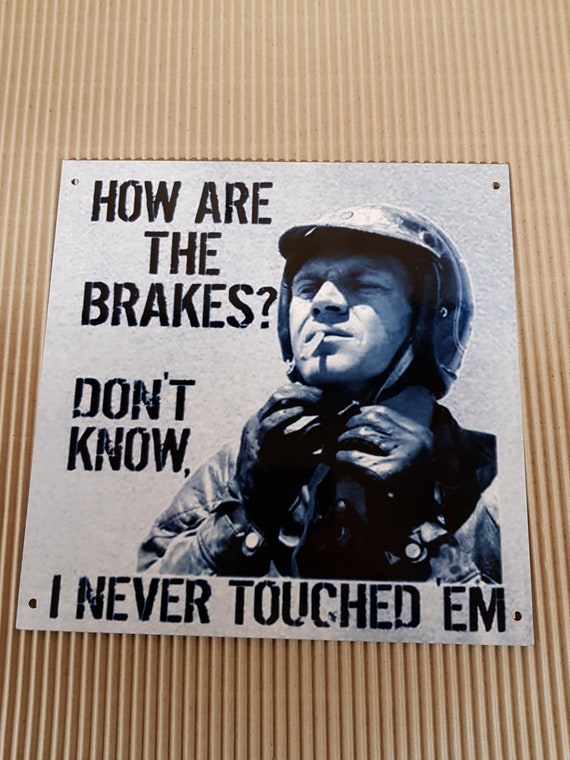 BRAKE PROBLEMS STOP HERE ヴィンテージメタルサイン BRAKE PROBLEMS STOP HERE ヴィンテージメタルサイン