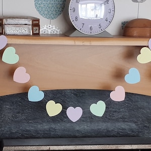 Pastel Rainbow Hearts Paper Garland