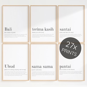 BALI BUNDEL - ALLE Digitale Download Bali Definition Poster Print, Vakantiefoto's Indonesië, Lexicon Minimal Wall Art Bali Quote Home Decor