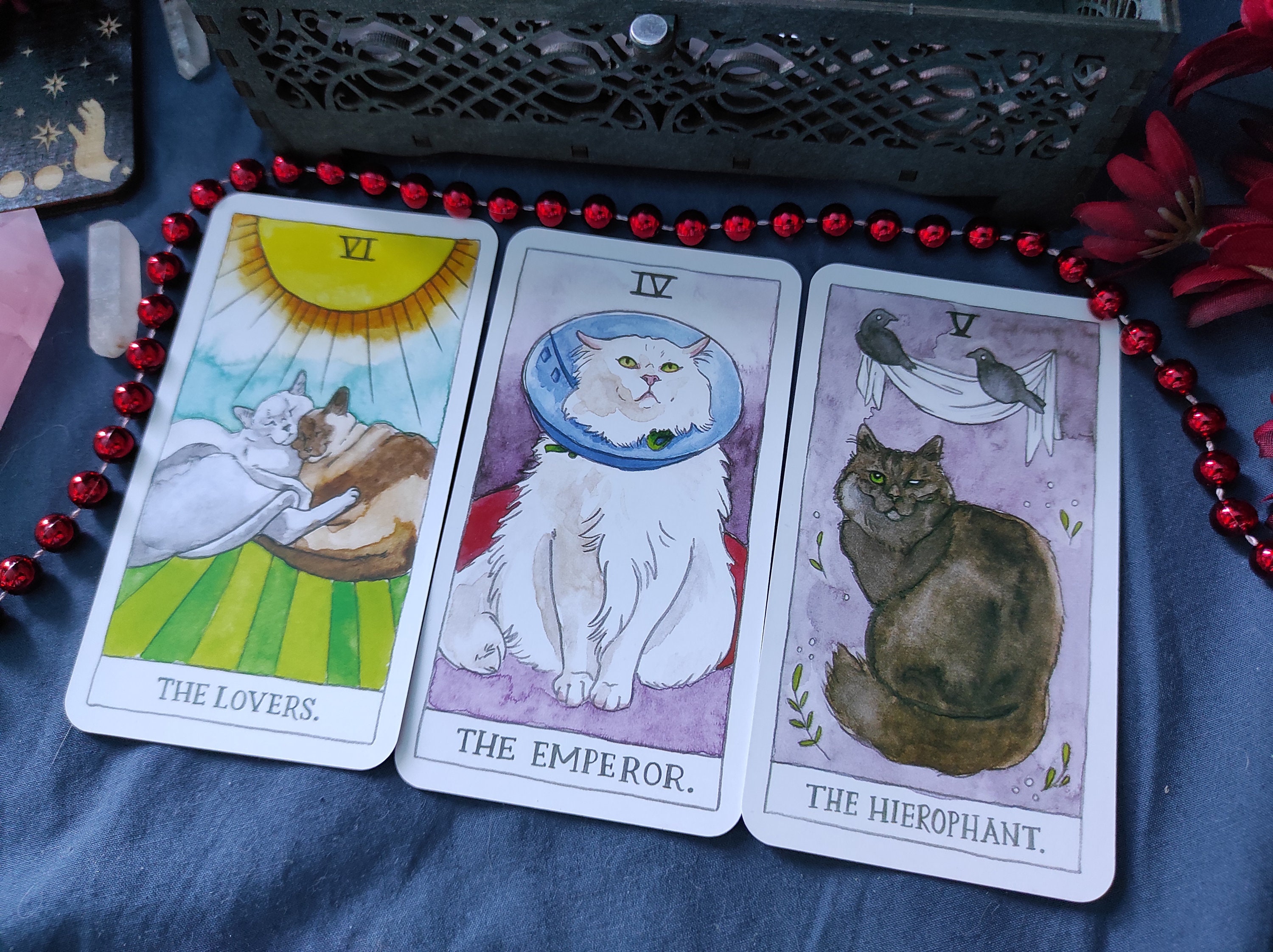 Cat tarot deck with box and card holder tarot card deck Etsy
