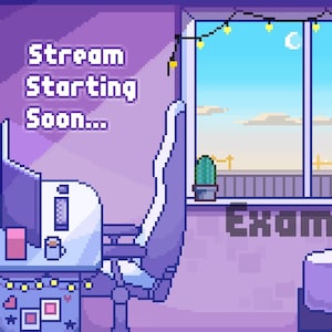 Animated Stream Set 3 Animated Screens Twitch / YouTube Start Screen Stream Ending Stream Offline Screen Pixel Lofi Style Pixel Room Overlay