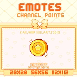 Star Coin Twitch Pixel Emotes / Channel Points / ready to use / INSTANT DOWNLOAD / emote / channel point / discord / youtube / coin emote