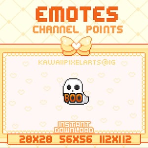 Spoopy Boo Ghost Emote for Twitch / Channel Points / Ready To Use / Streaming assets / Emote / Discord/ Youtube / Pixel Art Fall Emote