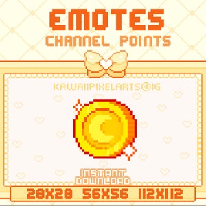 Pixel Coin Twitch Pixel Emotes / Channel Points / ready to use / INSTANT DOWNLOAD / emote / channel point / discord / youtube / coin emote