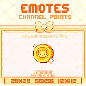 Cat Coin Twitch Pixel Emotes / Channel Points / ready to use / INSTANT DOWNLOAD / emote / channel point / discord / youtube / coin emote