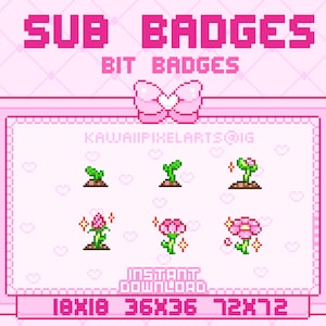 PIXEL sub badges / ready to use / INSTANT DOWNLOAD / bit badges / sub badge / pixel flower / flowers