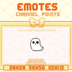 Cute Ghost Emote for Twitch / Channel Points / Ready To Use / Streaming assets / Emote / Discord/ Youtube / Pixel Art Fall Emote