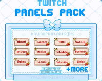 Erdbeer Panels Pack für Twitch im Pixel Art Style