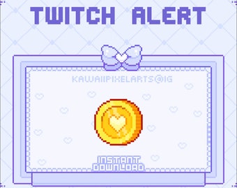 Bouncing Coin Animated Pixel Twitch Alert - Add some fun to your streams! Animated Pixel art coin with a heart
