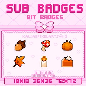 Herbst Sub Badges für Twitch / sofort einsatzbereit / SOFORT DOWNLOAD / Bit Badges / Kürbisse, Eichel, Blatt, Kerze, Kürbis