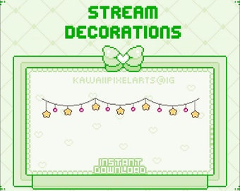 Pixel Stream Decor - animated string light 8bit style pixel art INSTANT DOWNLOAD stream assets twitch stream overlay