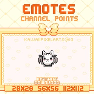 Spooky Cute Bat Emote for Twitch / Channel Points / Ready To Use / Streaming assets / Emote / Discord/ Youtube / Pixel Art Fall Emote