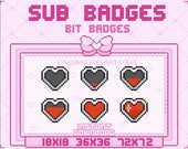 PIXEL heart sub badges twitch 8bit style / ready to use / INSTANT DOWNLOAD / bit badges / sub badge 8 bit heart gamer girl