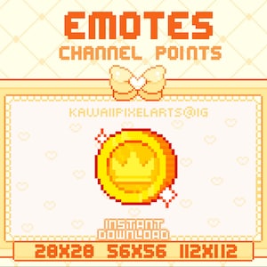 Pixel Coin Twitch Pixel Emotes / Channel Points / ready to use / INSTANT DOWNLOAD / emote / channel point / discord / youtube / coin emote