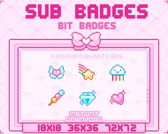 PIXEL sub abzeichen / SOFORT DOWNLOAD / kawaii herz / kawaii herz / sub abzeichen / kawaii herz / kawaii herz
