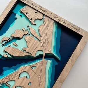 Mapa de madera grabado de 7 capas de Sebastian Inlet, Florida, Día del Padre de Florida imagen 4