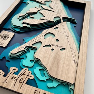 Mapa de madera grabado de 7 capas de Sebastian Inlet, Florida, Día del Padre de Florida imagen 2