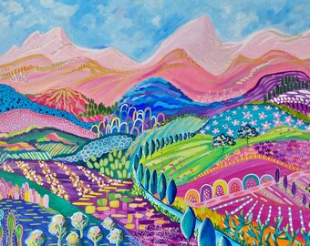 Abstract Landscape Fine Art Printcotton rag 300gsm Pink Ranges II