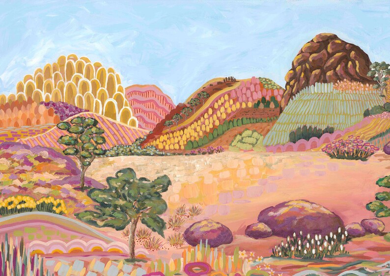 Earthy Outback Landscape Ranges Art Print Etsy Australia